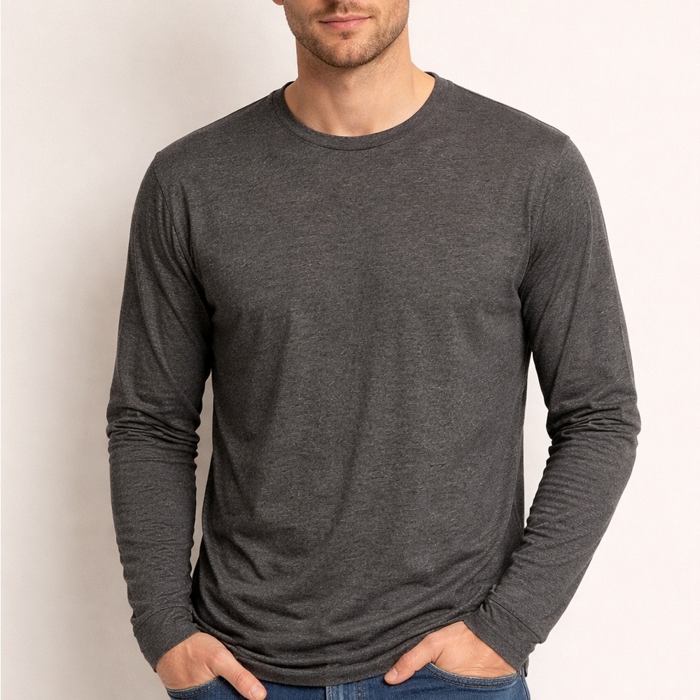 Charcoal Performance Long Sleeve Tee – Lightweight & Everyday Comfort